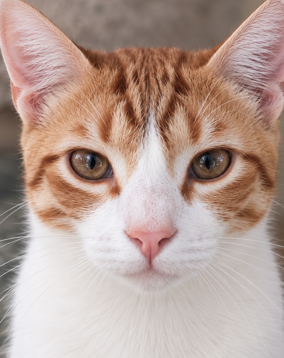 Rood-witte kater Cappuccino is een binnenkat